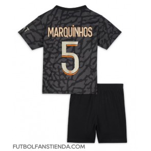 Paris Saint-Germain Marquinhos #5 Tercera Equipación Niños 2023-24 Manga Corta (+ Pantalones cortos)